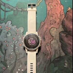 garmin White Sport Smartwatch with Silver Bezel